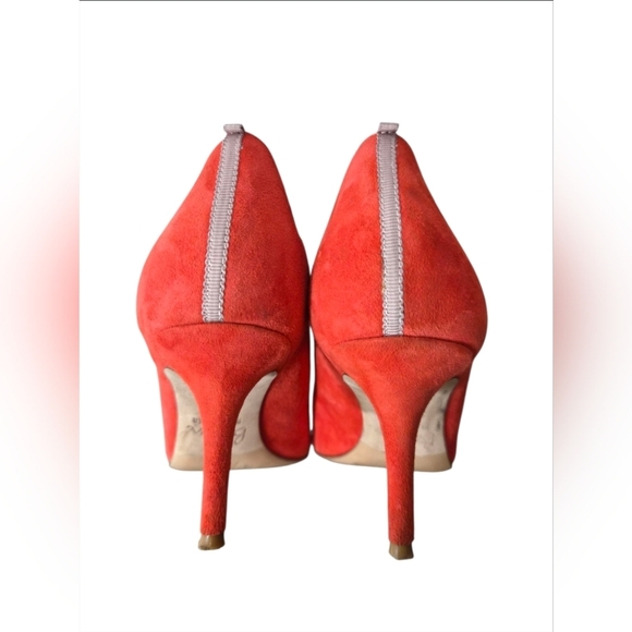 Boden Suede Leather Madison Courts Burnt Orange Scallop Heels Size 7.5 - Picture 6 of 16